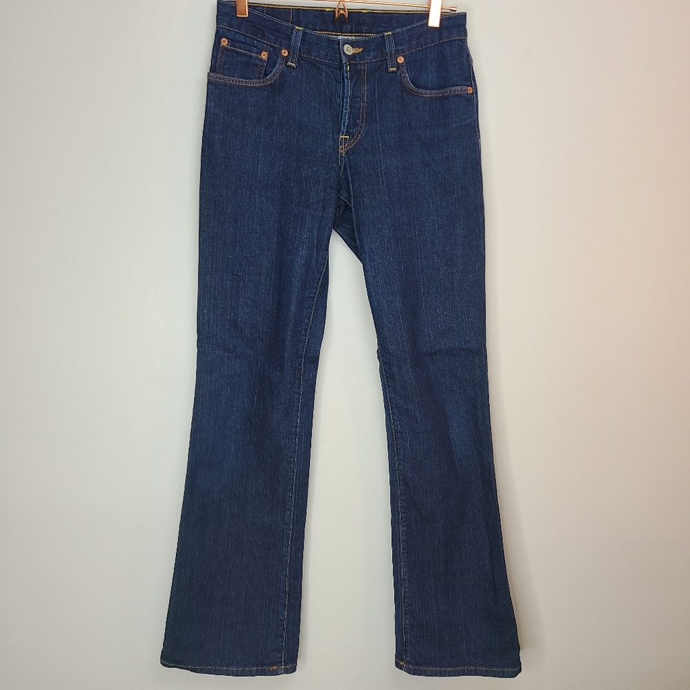 Lucky Brand Jeans Dungarees Easy Rider Long Dark Wash Button Fly Size 27 - Picture 1 of 14